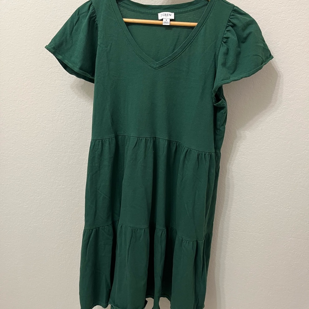 J. Crew Forest Green V-Neck Dress